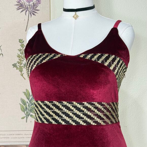 Red Velvet Formal Maxi Dress Whimsigoth Romantic Goth Vampire Vamp Sexy Hoco M - Picture 2 of 4